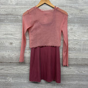 2 Pc Dress Velour Dress & Mesh Shirt