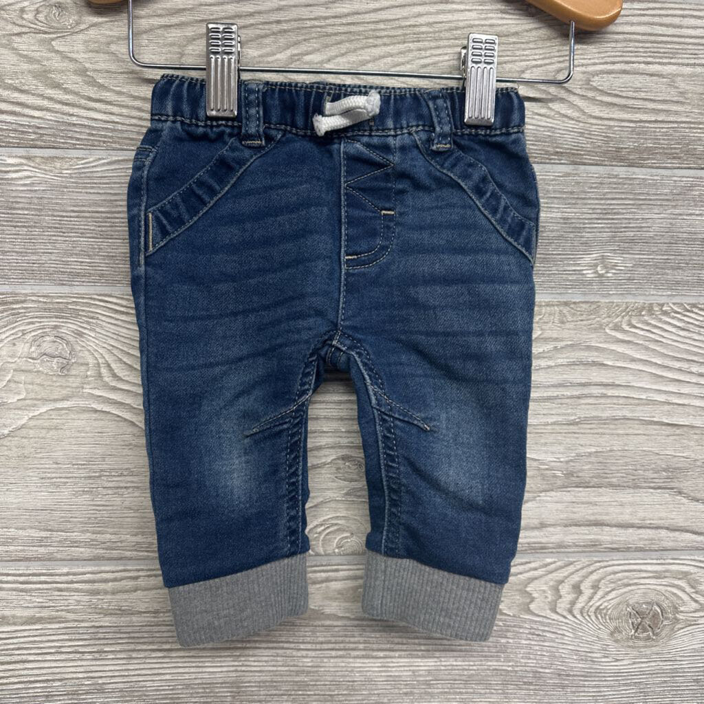 Drawstring Knit Denim Joggers