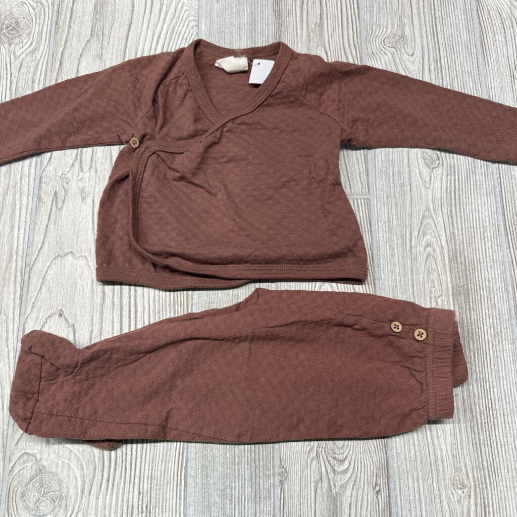 LS Pointelle Side Button Shirt & Footed Pants