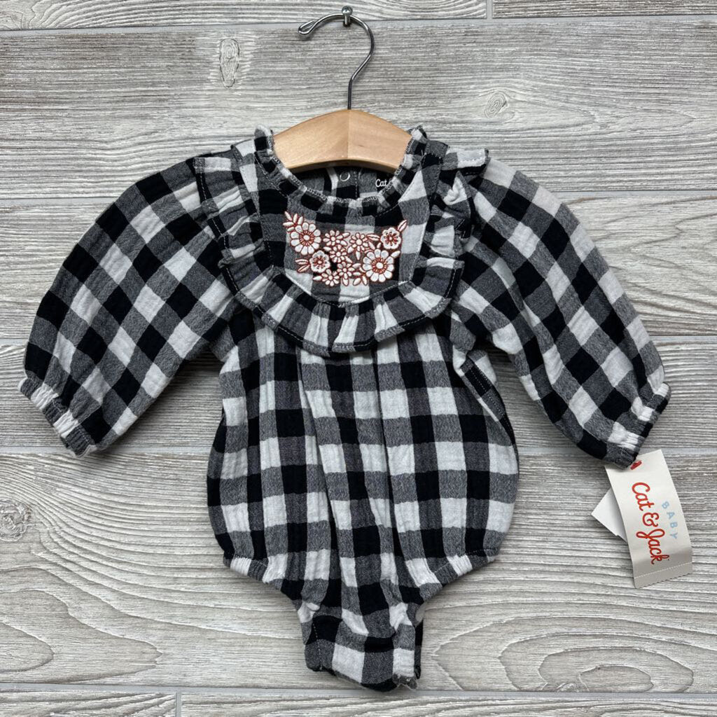 NEW Gingham Bodysuit Ruffle Flowers