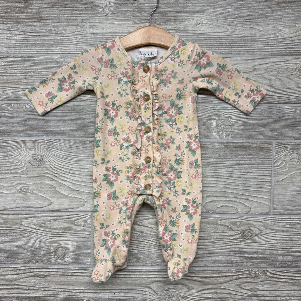 1 Pc LS Footed Outfit Flowers Ruffle