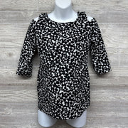 Cold Shoulder Blouse Flowers Zipper Back