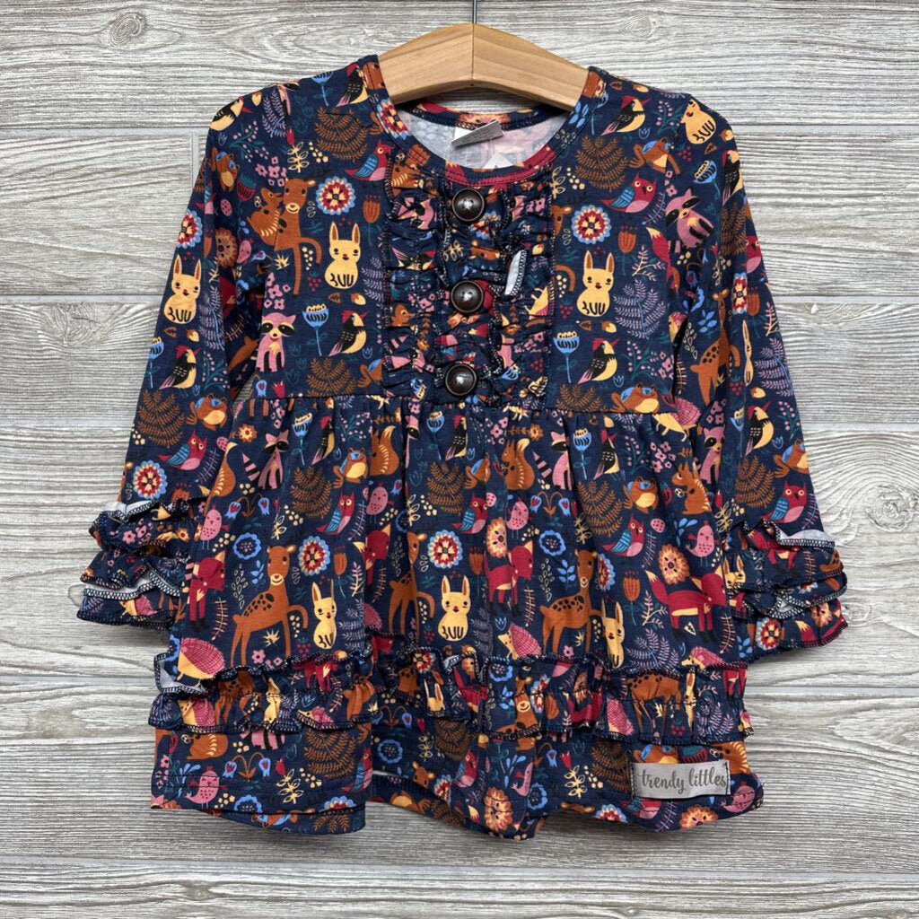 NEW LS Dress Ruffles Deer Squirrels 18M