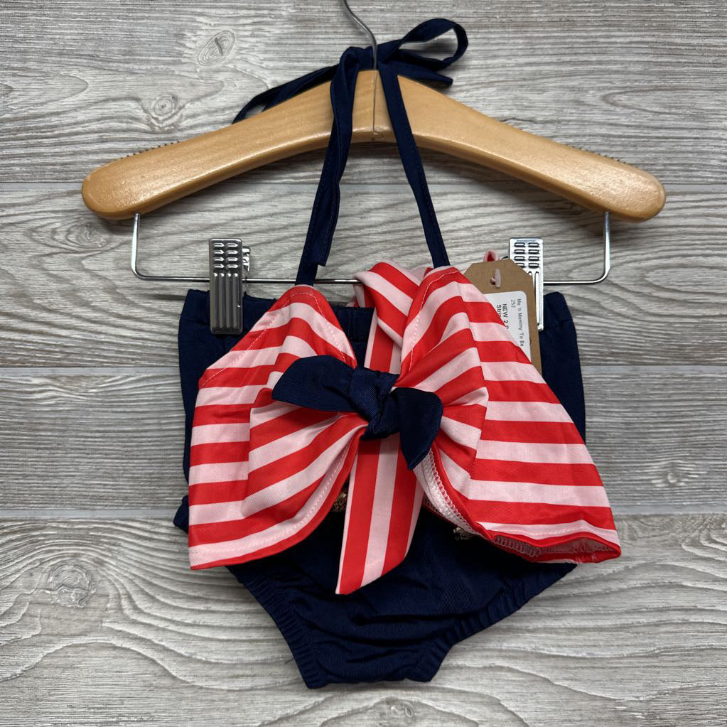 NEW 2 Pc Halter Top & Bummies Stripes Buttons 2t
