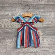 NEW 1 Pc Striped Twill Tank Top Ruffle Straps