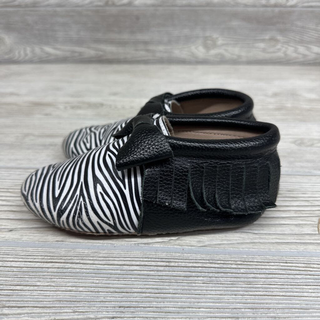 Leather Moccasins Zebra Fringe