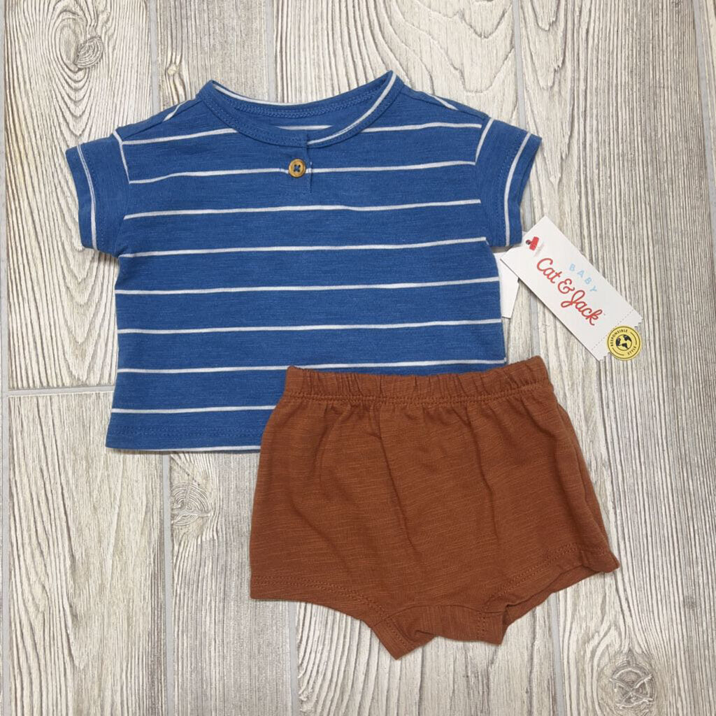 NEW 2 Pc Striped Shirt & Solid Shorts