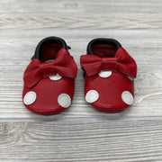 NEW Leather Moccasins Dots Bow