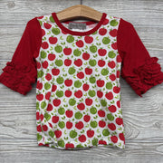 NEW LS Shirt Apples Ruffles 18M