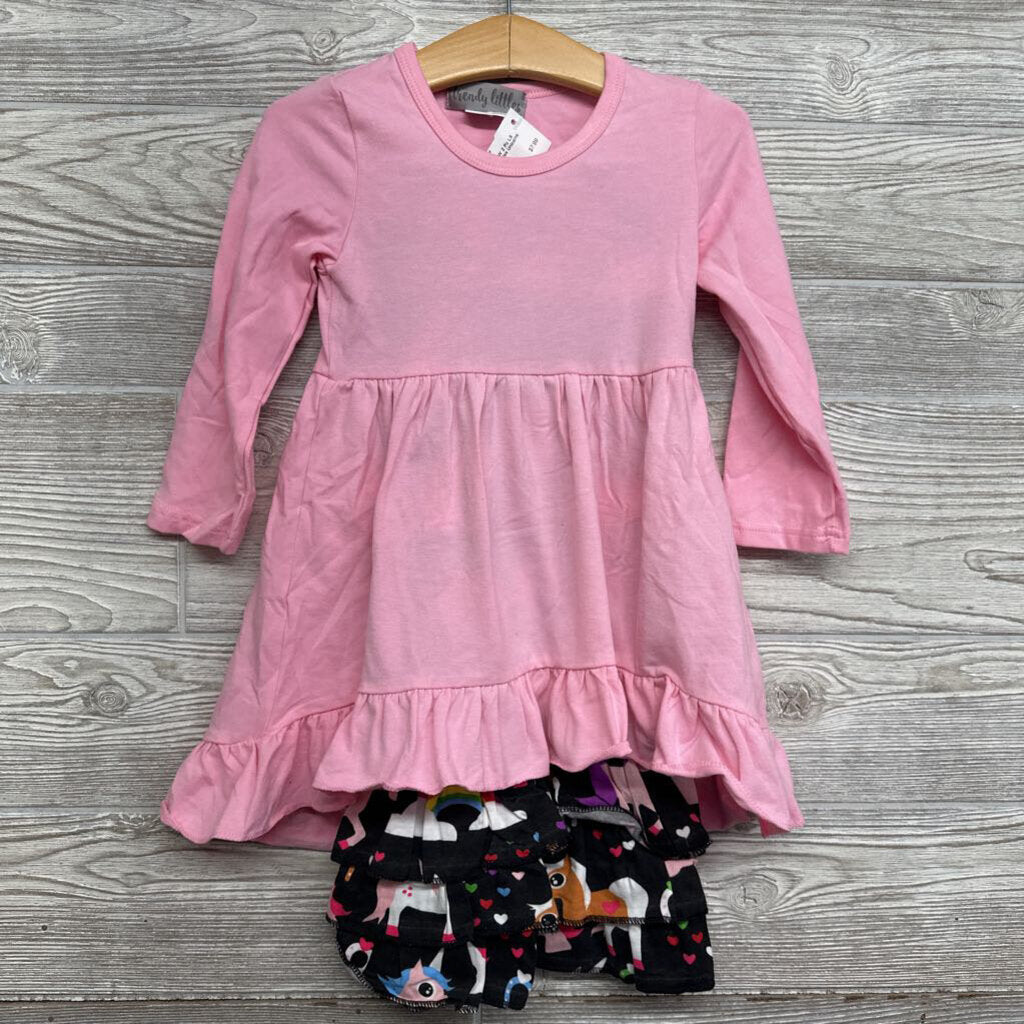 NEW 2 Pc LS Shirt & Pants Ruffles Unicorns