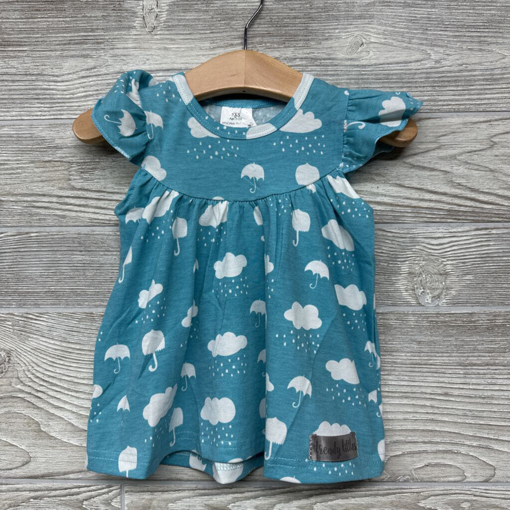 Dress Flutter Sleeves Rain Clouds