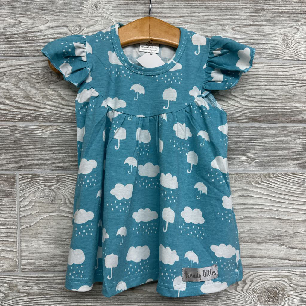 Dress Flutter Sleeves Rain Clouds 6-9m