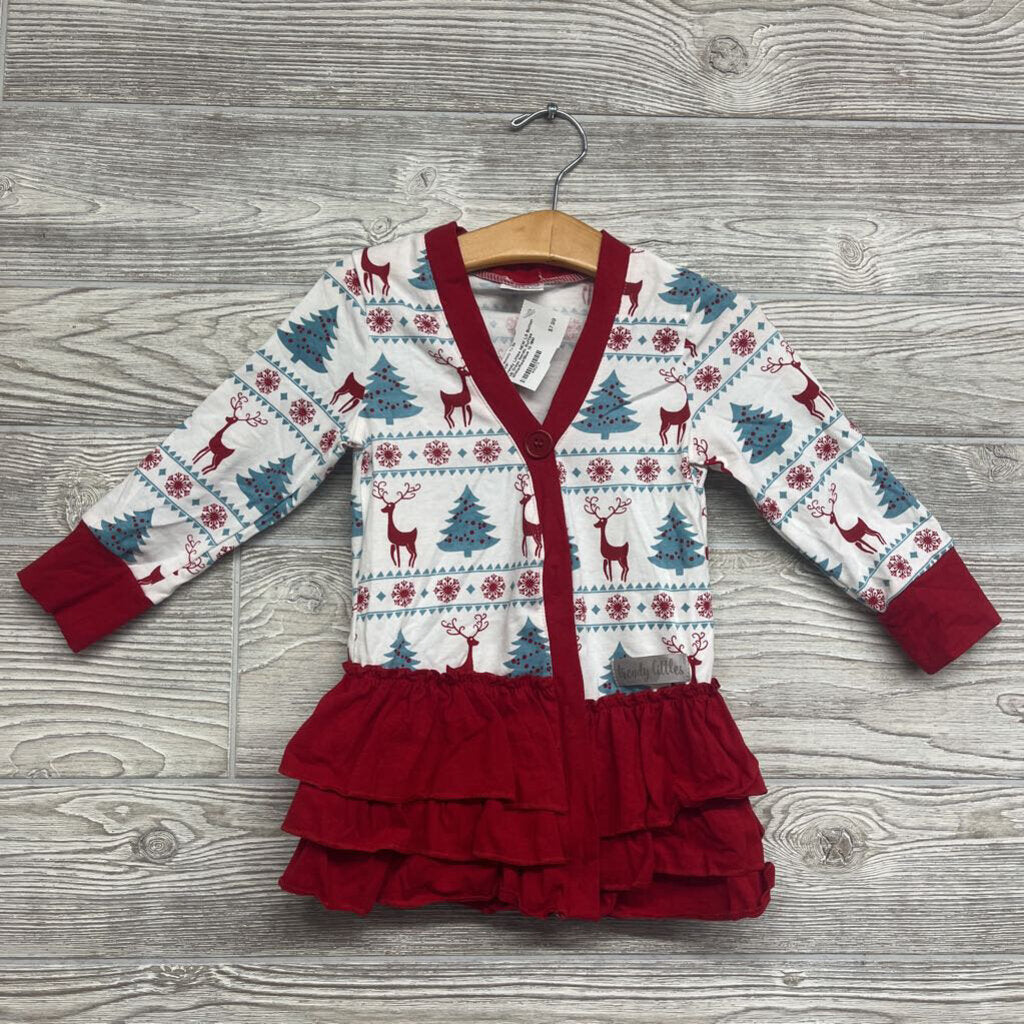 NEW LS Button Up Dress Nordic Ruffles