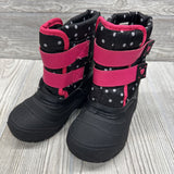 Double Velcro Snow Boots Dots Hearts 8c