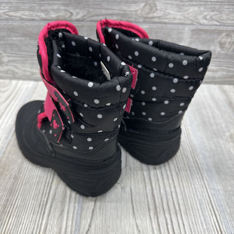 Double Velcro Snow Boots Dots Hearts 8c