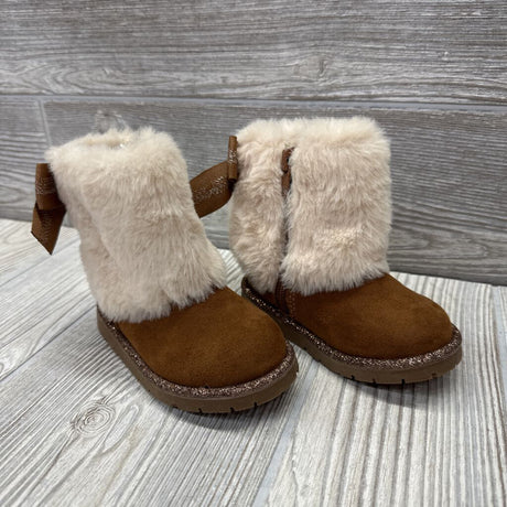 Side Zip Faux Fur Boots Glitter Sole