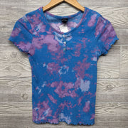 Ribbed Tie Dye Shirt Lettuce Trim