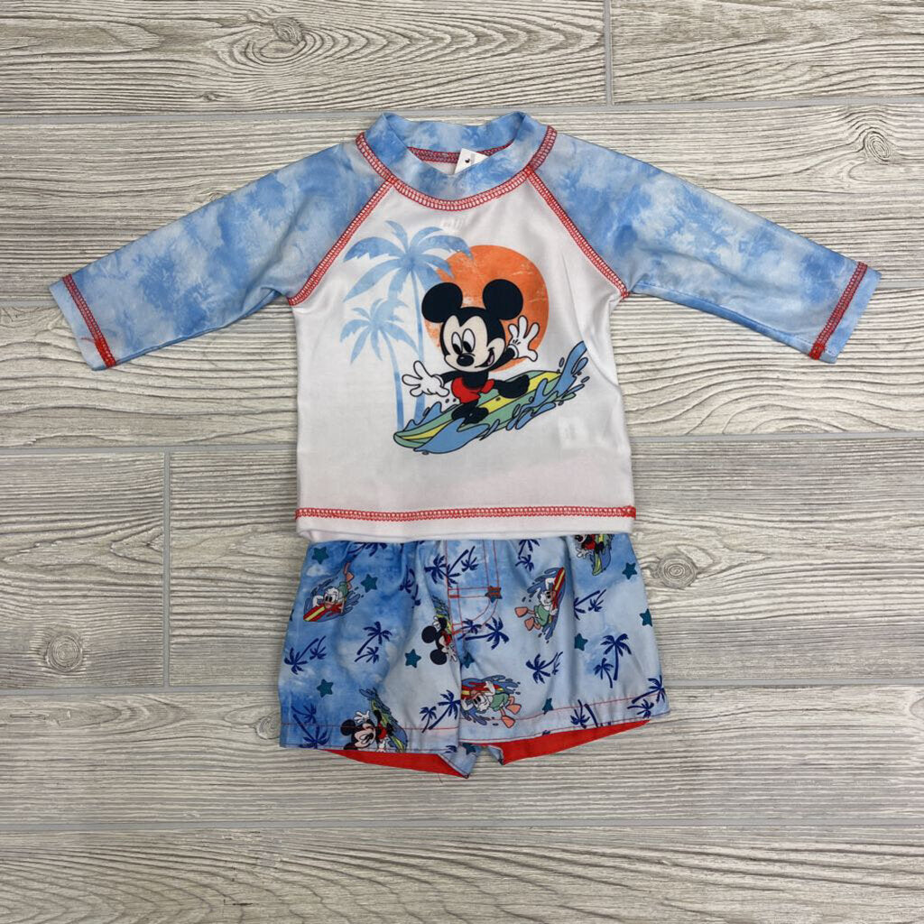 2 Pc Swimsuit Mickey Mouse Palm Trees