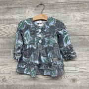 NEW LS Dress Flowers Buttons Ruffles