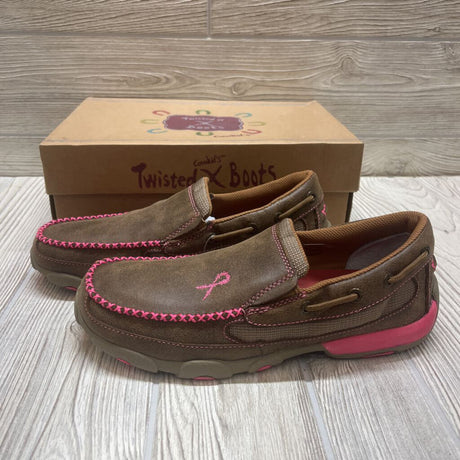 NEW Driving Moc Slip On Shoes Pink Ribbon