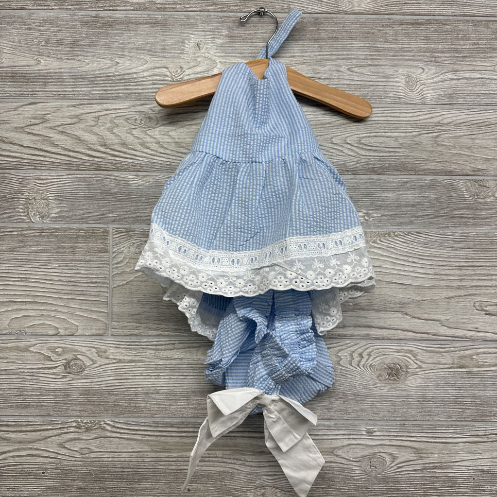 NEW 2 Pc Seersucker Halter Top & Bummies Eyelet 18-24m