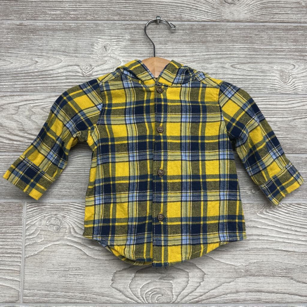 Plaid Button Up Shirt W/ Hood