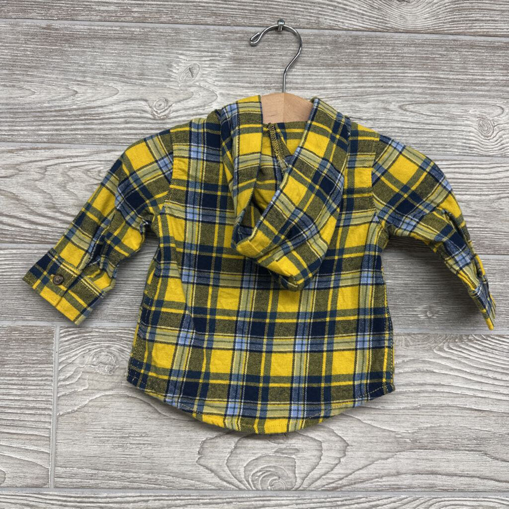 Plaid Button Up Shirt W/ Hood