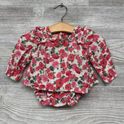 2 Pc LS Shirt & Shorts Flowers Ruffle