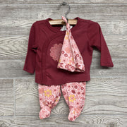 2 Pc LS Side Button Shirt & Footed Pants Flowers