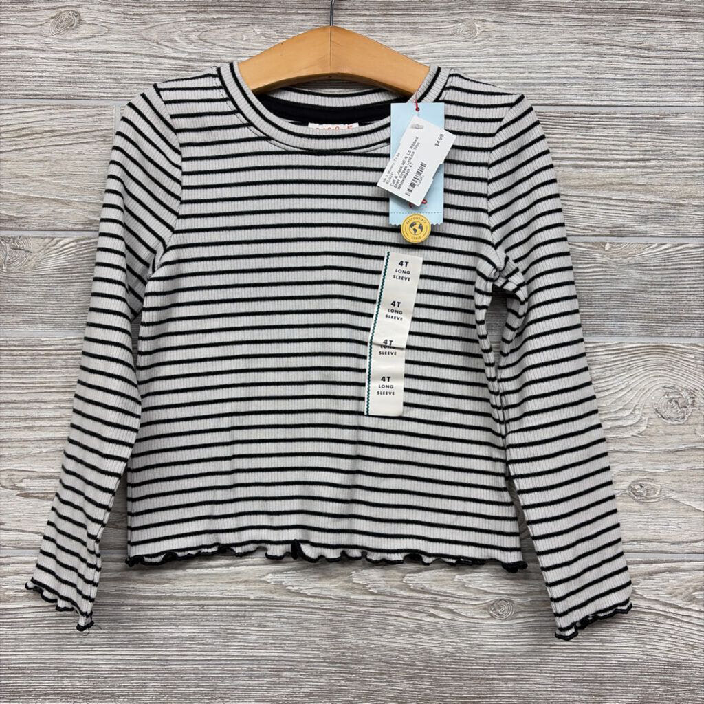 NEW LS Ribbed Shirt Stripes Lettuce Trim