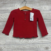 NEW Ribbed Henley Lettuce Trim Shirt