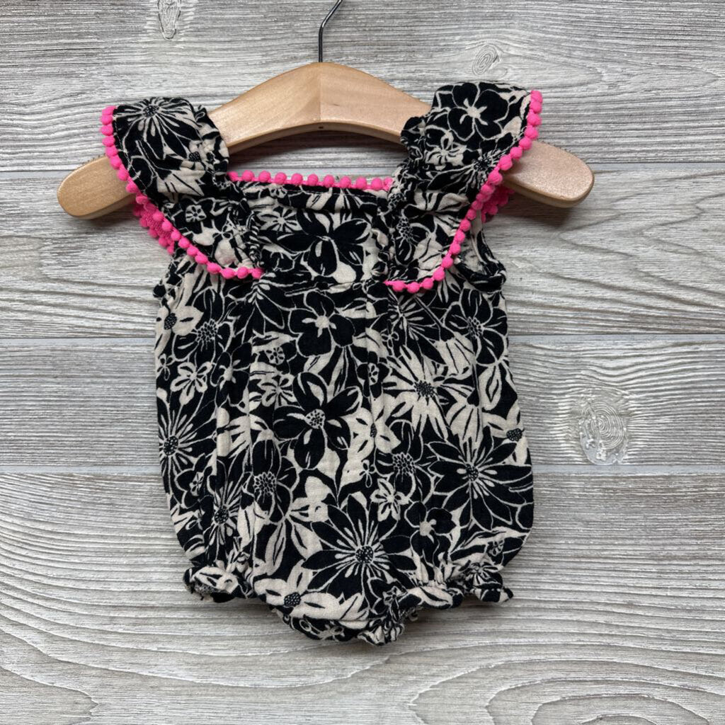 Romper Flowers Pom Trim