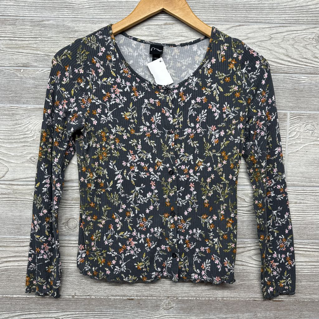 Ribbed Button Up LS Shirt Lettuce Trim