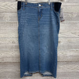 NEW Side Panel Midi Denim Skirt Raw Trim