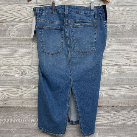 NEW Side Panel Midi Denim Skirt Raw Trim