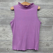 Ribbed Mock Neck Tank Top Lettuce Trim