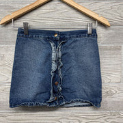 Denim Skirt Ruffle Buttons
