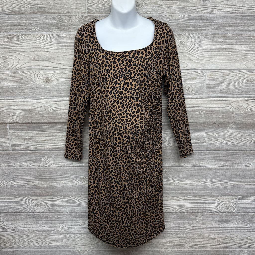NEW LS Ruched Dress Animal Print