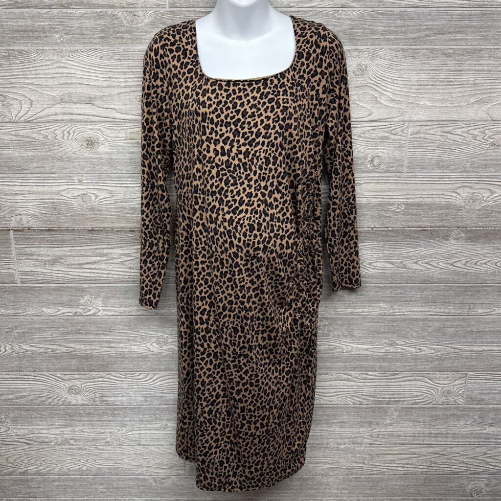 NEW LS Ruched Dress Animal Print