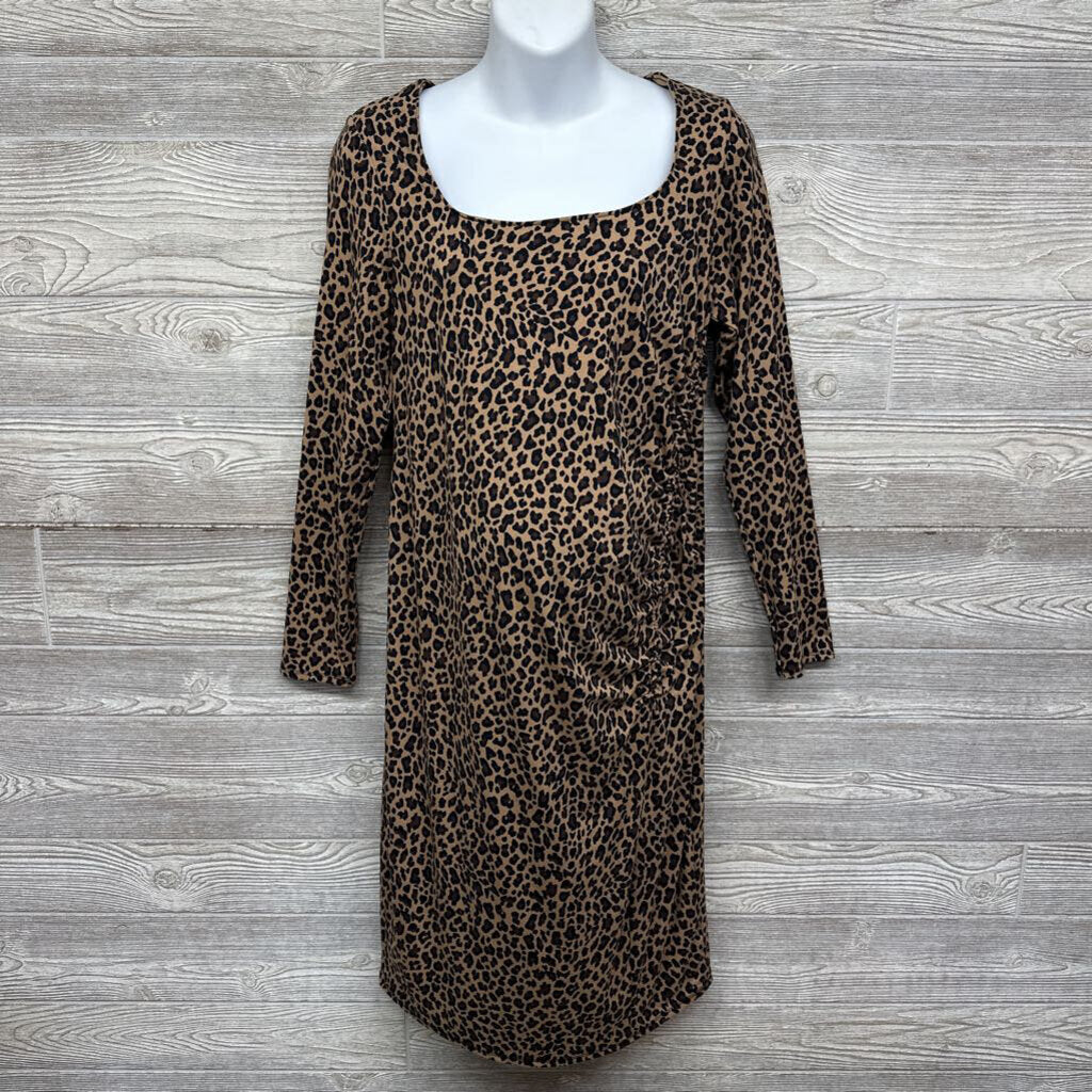 NEW LS Ruched Dress Animal Print