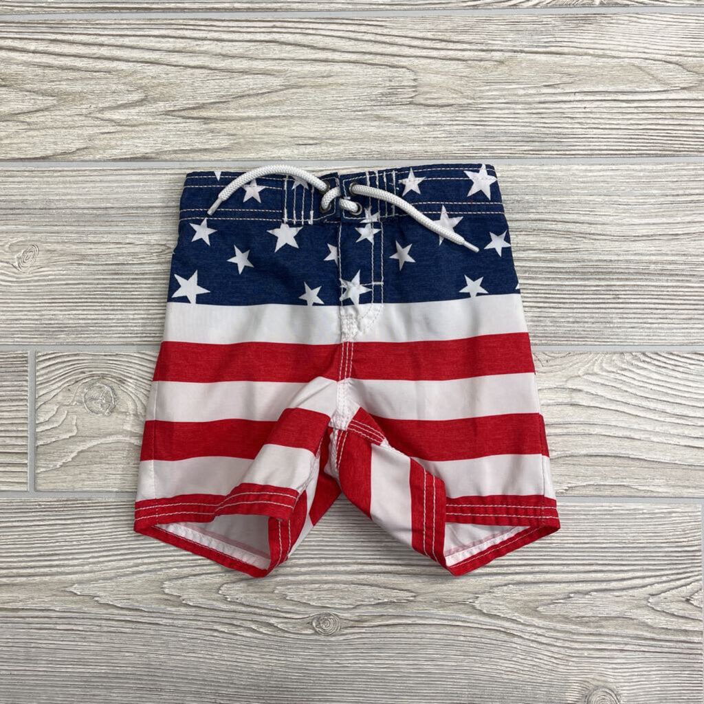 Drawstring Swim Trunks Stripes Stars