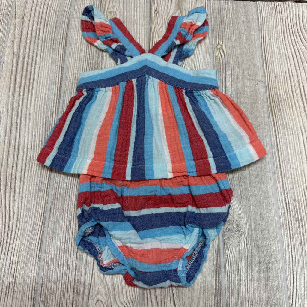 2 Pc Muslin Tank Top & Bummies Stripes
