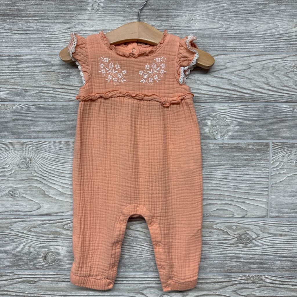 1 Pc Muslin Outfit Ruffles Eyelet Trim