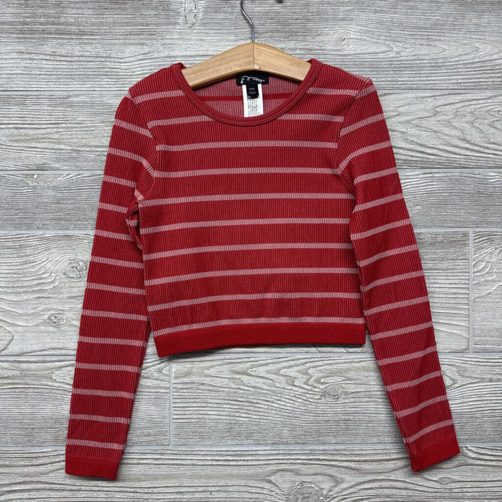 Ribbed LS Crop Shirt Stripes