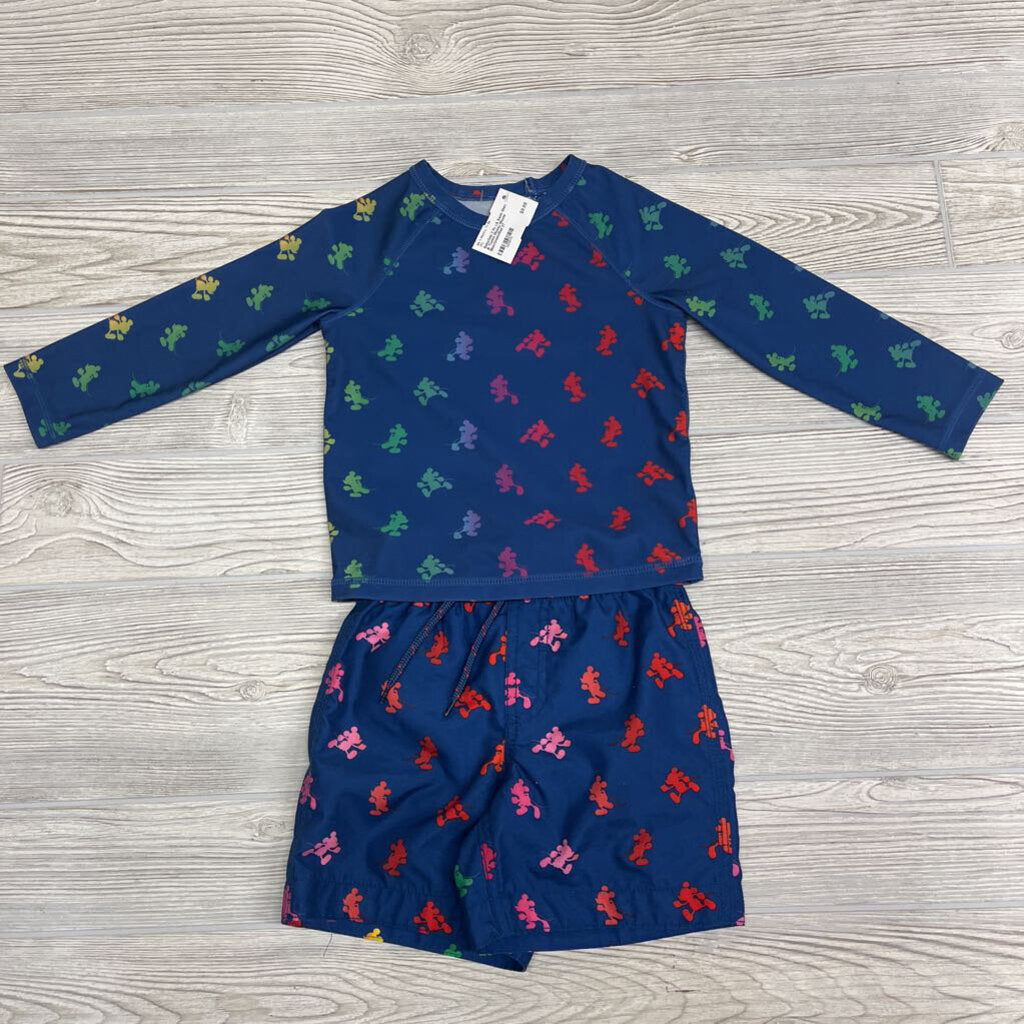 2 Pc LS Swim Shirt & Trunks Mickey Mouse