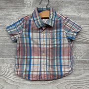 2 Pc Button Up & Pull On Chambray Shorts Plaid