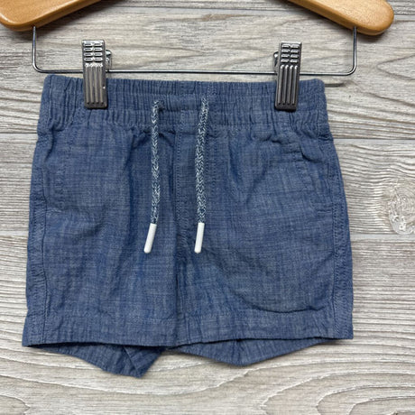 2 Pc Button Up & Pull On Chambray Shorts Plaid