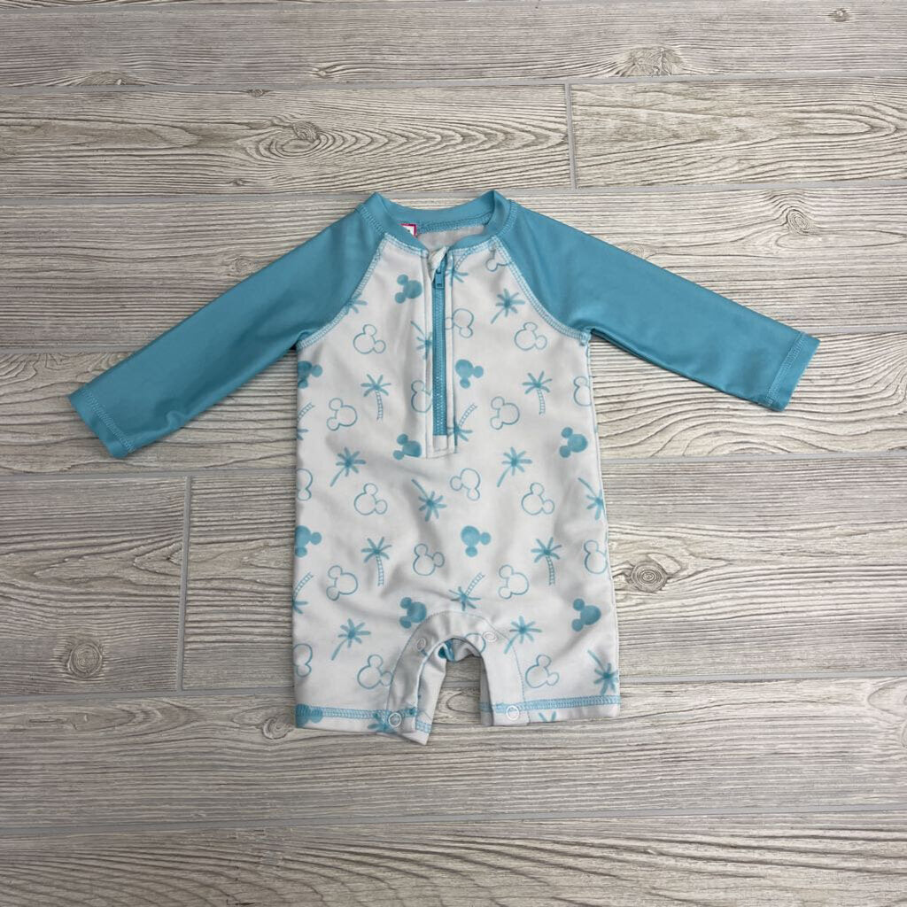 1/4 Zip Swimsuit Mickey Mouse Palm Trees