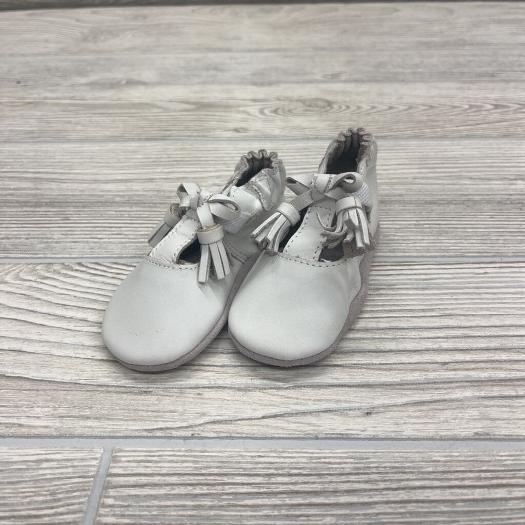 Leather Soft Sole T Strap Shoes Tassels