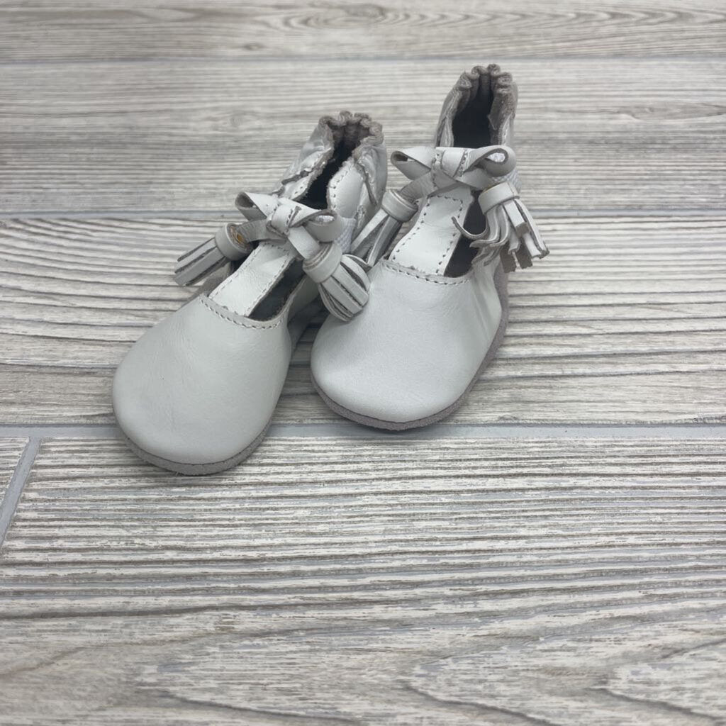 Leather Soft Sole T Strap Shoes Tassels